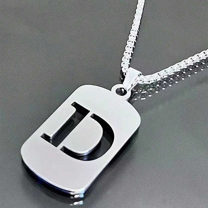 1pc A-Z 26 Letter Pendant Necklace, Titanium Steel Chain, Unisex Student Couple Accessories, Minimalist & Versatile Design,