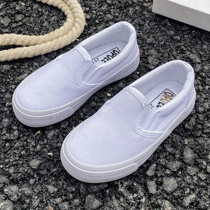 White Cloth Shoes Baby White Shoes Middle Sneakers Children's Canvas Shoes Spring And Autumn Korean Version Simple Boy And Girl Shoes Fashion Low-Top Casual Lace-Up Track Shoes Classic Low-Top Canvas Shoes All Casual Sports Skateboard Children's Shoes