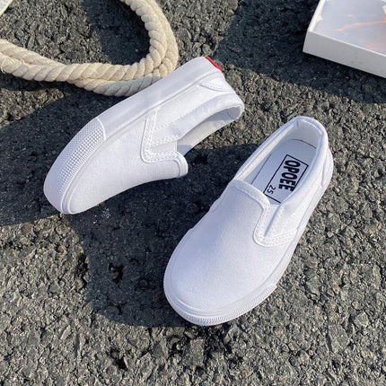 White Cloth Shoes Baby White Shoes Middle Sneakers Children's Canvas Shoes Spring And Autumn Korean Version Simple Boy And Girl Shoes Fashion Low-Top Casual Lace-Up Track Shoes Classic Low-Top Canvas Shoes All Casual Sports Skateboard Children's Shoes