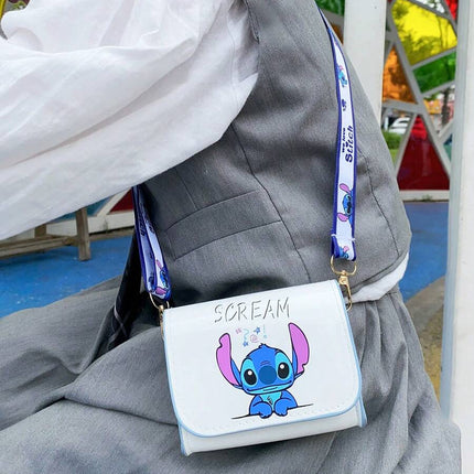 1pc Disney Stitch Cartoon Fashion Kids One Shoulder Crossbody Snack Bag, Cute & Stylish For Girls