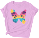 Tropical Butterfly Sunset Kids T-Shirt – Island Vibes Graphic Tee for Girls