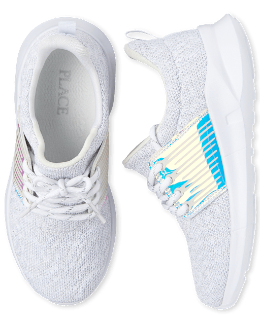 Girls Holographic Running Sneakers - whiteGirls Holographic Running Sneakers - white