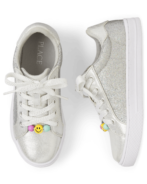 Girls Beaded Glitter Low Top Sneakers - metallicGirls Beaded Glitter Low Top Sneakers - metallic