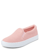 Girls Perforated Slip On Sneakers - pinkGirls Perforated Slip On Sneakers - pink