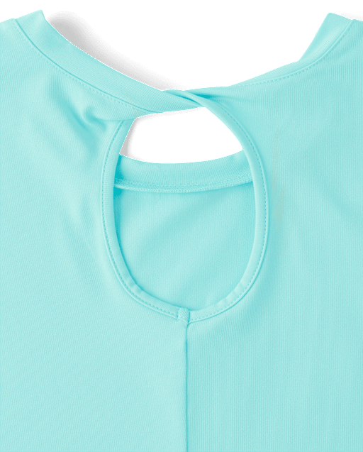 Girls Quick Dry Twist Back Boxy Top - blueGirls Quick Dry Twist Back Boxy Top - blue