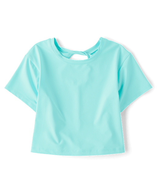Girls Quick Dry Twist Back Boxy Top - blueGirls Quick Dry Twist Back Boxy Top - blue