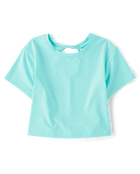 Girls Quick Dry Twist Back Boxy Top - blueGirls Quick Dry Twist Back Boxy Top - blue