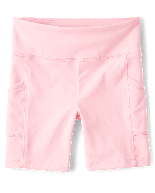 Girls Quick Dry High Rise Bike Shorts - pinkGirls Quick Dry High Rise Bike Shorts - pink