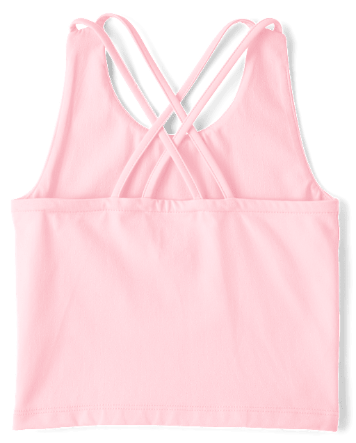 Girls Quick Dry Cross Back Tank Top - pinkGirls Quick Dry Cross Back Tank Top - pink