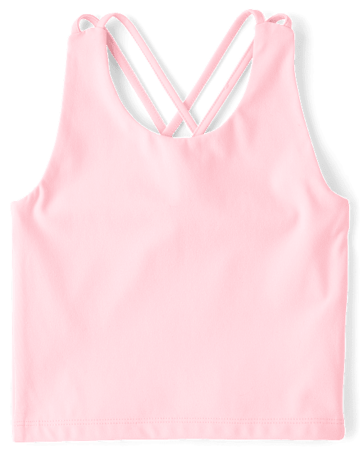 Girls Quick Dry Cross Back Tank Top - pinkGirls Quick Dry Cross Back Tank Top - pink