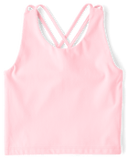 Girls Quick Dry Cross Back Tank Top - pinkGirls Quick Dry Cross Back Tank Top - pink
