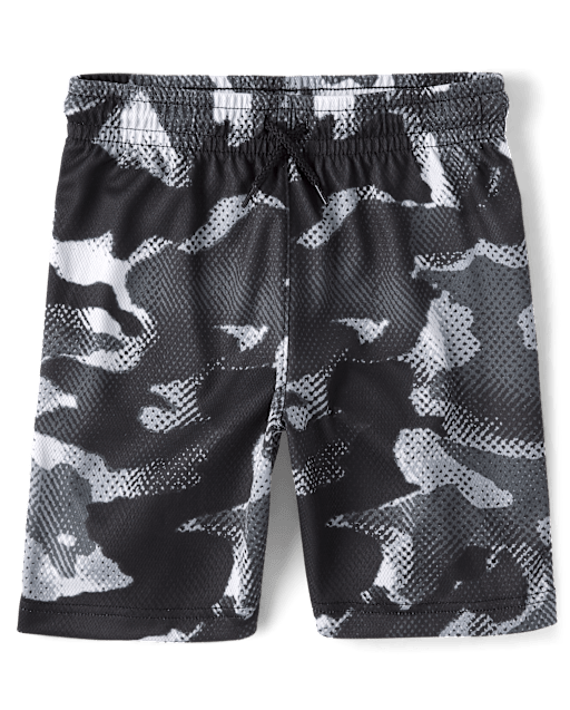 Boys Print Mesh Basketball Shorts - blackBoys Print Mesh Basketball Shorts - black
