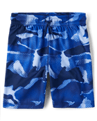 Boys Print Mesh Basketball Shorts - blueBoys Print Mesh Basketball Shorts - blue
