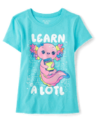 Girls Learn A Lotl Graphic Tee - blueGirls Learn A Lotl Graphic Tee - blue