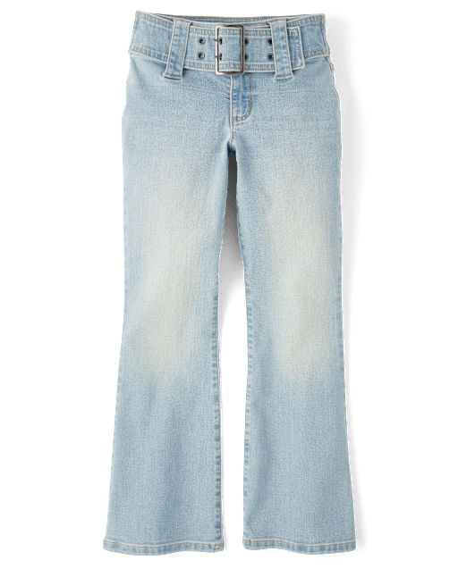 Tween Girls Wide Belt Bootcut Jeans - blueTween Girls Wide Belt Bootcut Jeans - blue