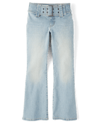 Tween Girls Wide Belt Bootcut Jeans - blueTween Girls Wide Belt Bootcut Jeans - blue