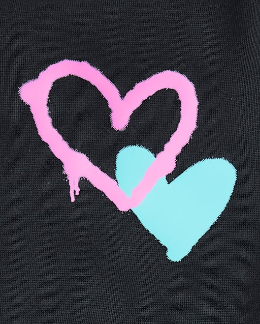 Girls Heart 3-Piece Pajama Set - blackGirls Heart 3-Piece Pajama Set - black