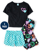 Girls Heart 3-Piece Pajama Set - blackGirls Heart 3-Piece Pajama Set - black