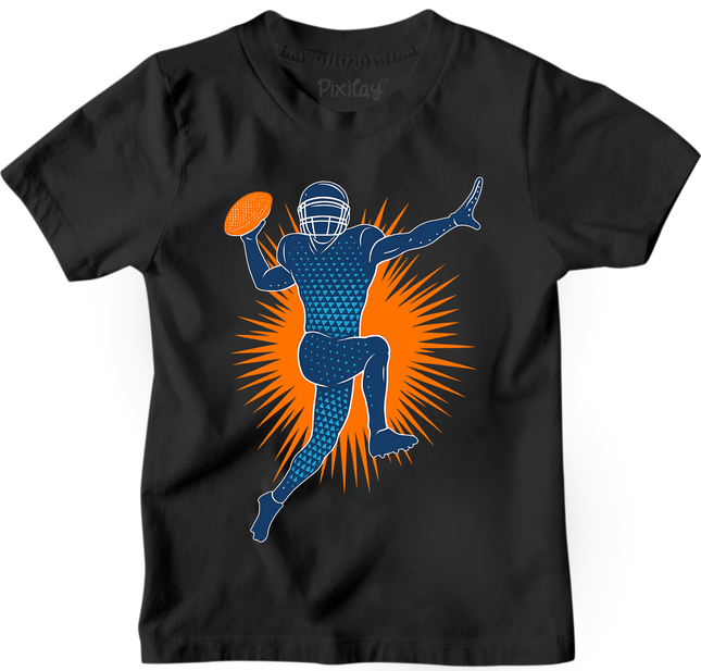 Touchdown Throw Football T-Shirt for Boys – Black Athletic Graphic Tee | Youth Sizes