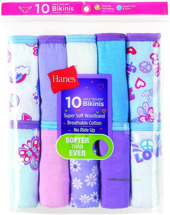 Girls and Toddler Underwear, Cotton Knit Tagless Brief, Hipster, and Bikini Panties, Multipack (Colors May Vary)