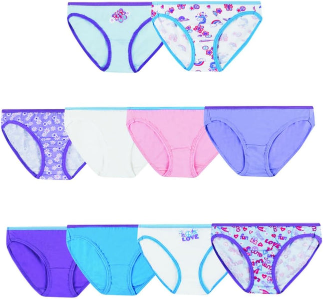 Girls and Toddler Underwear, Cotton Knit Tagless Brief, Hipster, and Bikini Panties, Multipack (Colors May Vary)
