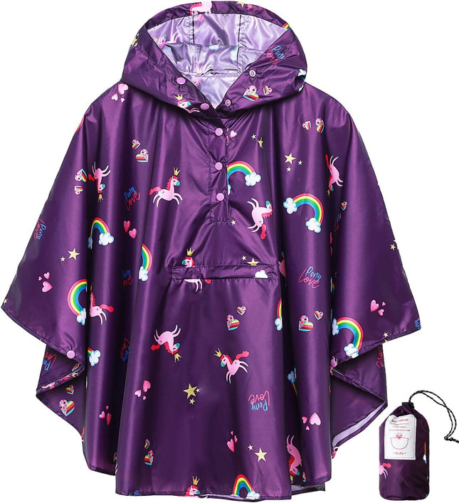 Lightweight Kids Rain Poncho Jacket Waterproof Outwear Rain Coat