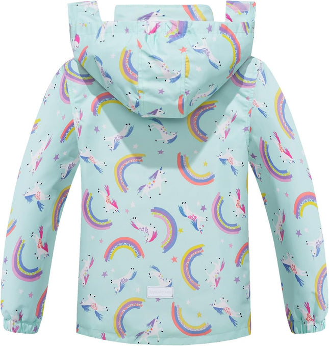 Boys Girls Rain Jacket Lightweight Waterproof Hooded Fleece Lined Raincoat Windbreakers for Kids