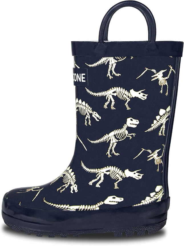 Kids Rain Boots for Girls & Boys – Waterproof Natural Rubber Toddler Rain Boots with Non-Slip Outsole & Easy Pull Handles – Solid, Pattern & Glitter Designs