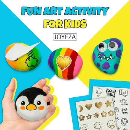Rock Painting Kit Deluxe, Arts and Crafts for Girls Boys Age 6+, 12 Rocks Tween Gift Art Set, Waterproof Paints, Craft Kits Art Supplies, Kids Crafts Ages 6-8, Kids Activities 6 7 8 9 10