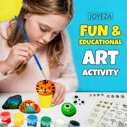 Rock Painting Kit Deluxe, Arts and Crafts for Girls Boys Age 6+, 12 Rocks Tween Gift Art Set, Waterproof Paints, Craft Kits Art Supplies, Kids Crafts Ages 6-8, Kids Activities 6 7 8 9 10