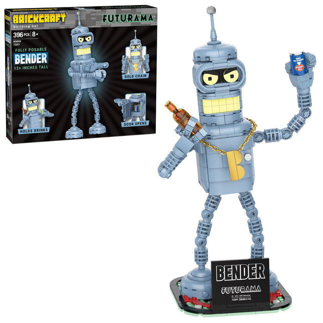 Brickcraft Futurama Bender Brick Building Kit (396- Plastic Piece Set), Sci-Fi Collectible Display Figure, Toy Brick Set Model for Adults, Teens, and Fans of Animated TV
