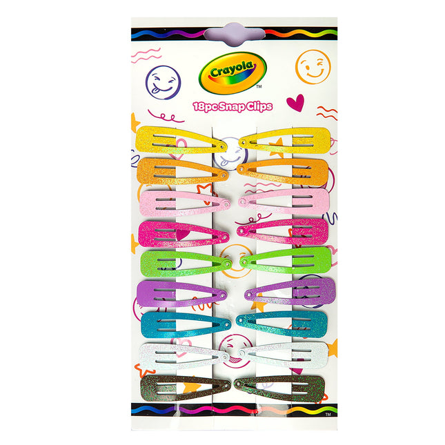Enchante Crayola Kids Snap Hair Clips, Assorted Colors, for All Hair Types, 18 Count