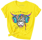 Girls Scottish Cow Graphic Short Sleeve T-Shirt