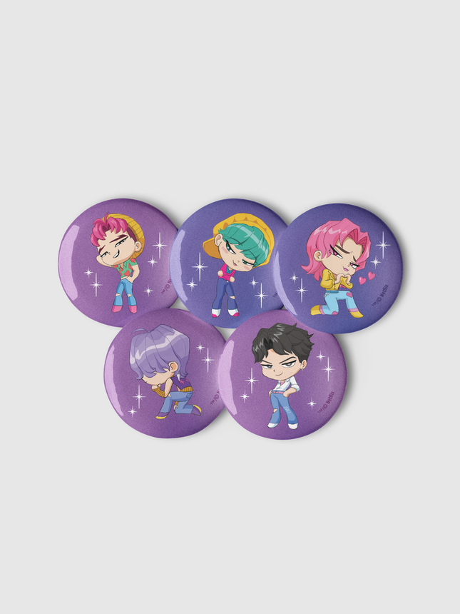 KPop Demon Hunters Chibi Saja Boys Soda Pop Pin Set