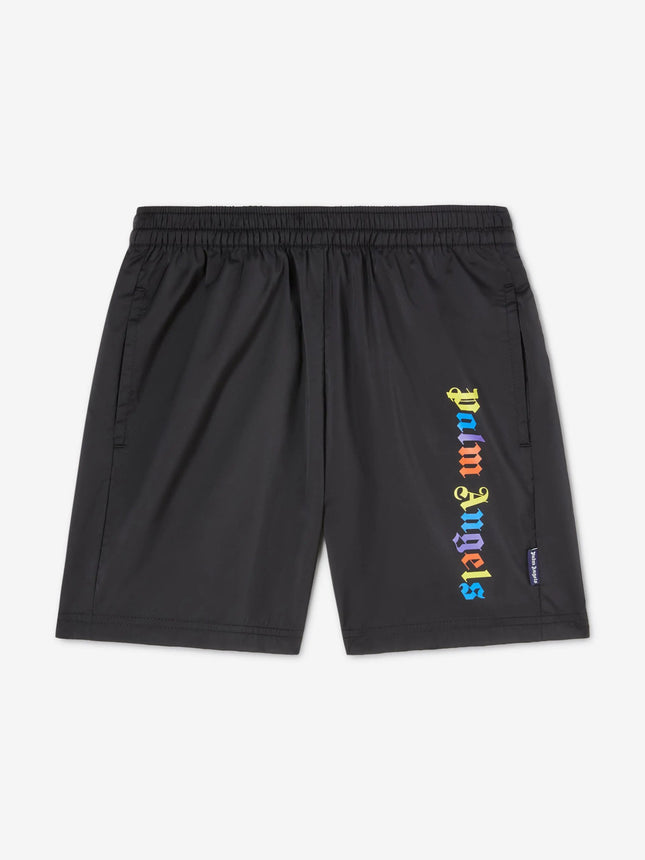 Palm Angels Boys Overlogo Shorts in Black Kids in Boots