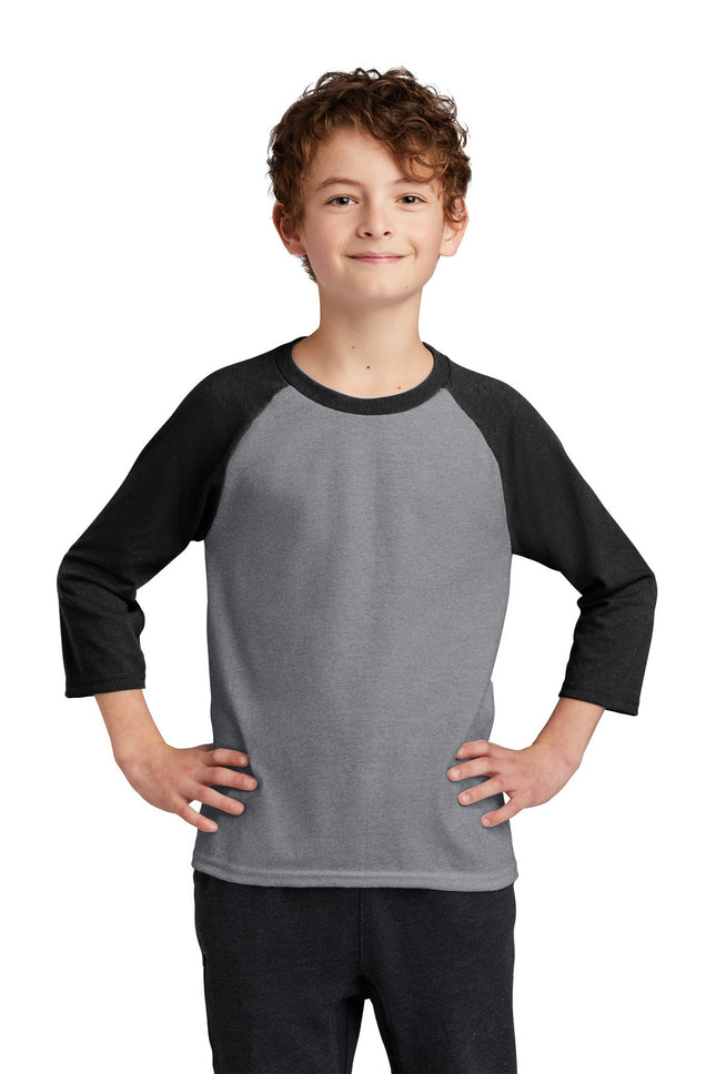 Port & Company ®  Youth Core Blend 3/4-Sleeve Raglan Tee. PC55YRS