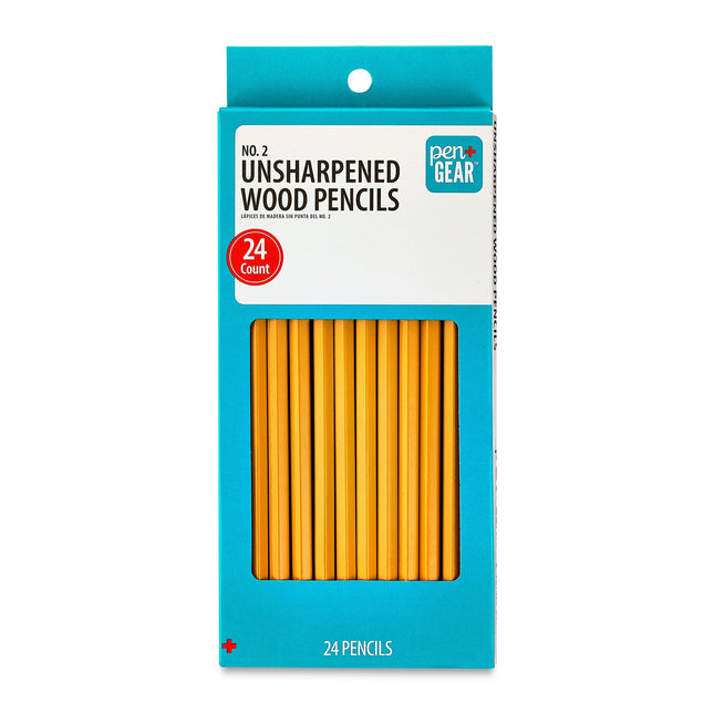 #2 HB Unsharpened Wood Pencils, Yellow, 24 Count