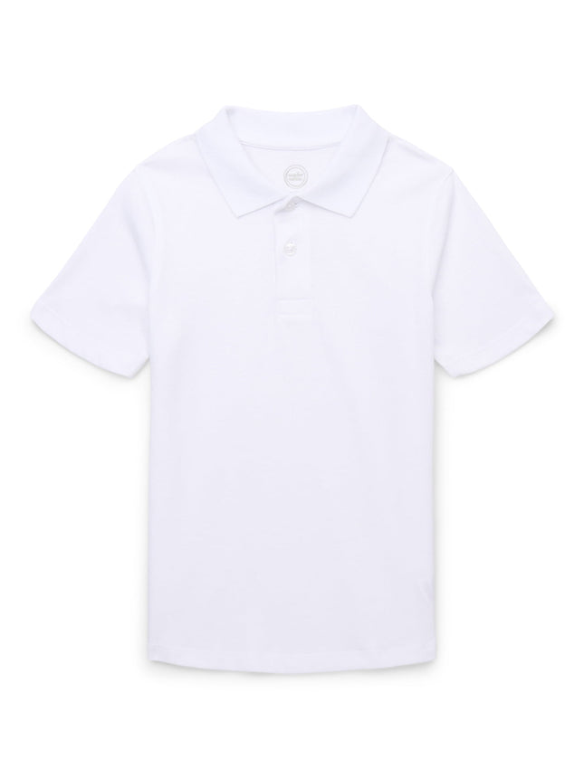 Wonder Nation Boys' School Uniform Jersey Polo Shirt with Short Sleeves, Sizes 4-18 & Husky