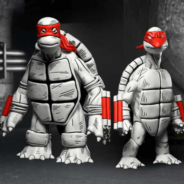 NECA Teenage Mutant Ninja Turtles Black & White First Turtles 2-Pack (Mirage Comics) Kids in Boots
