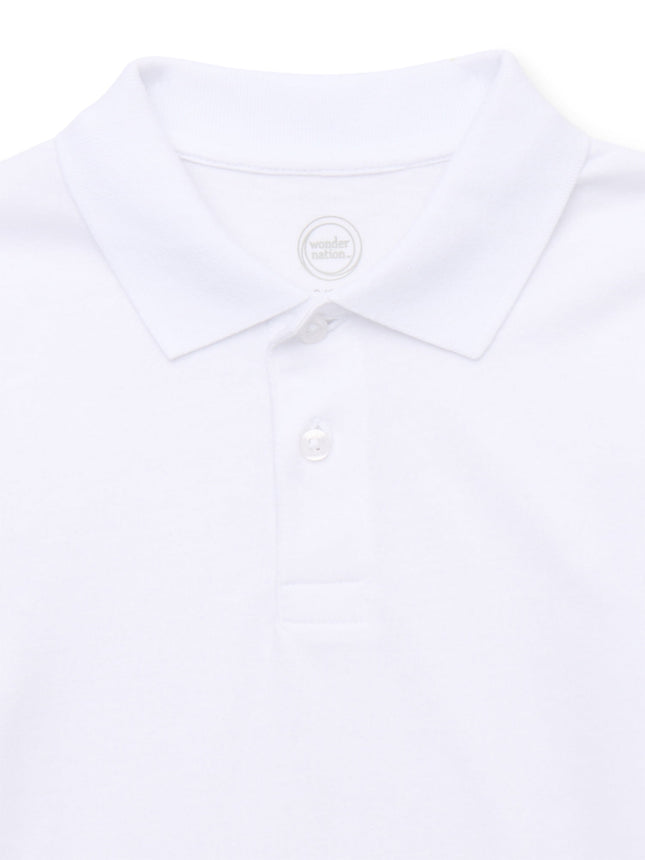 Wonder Nation Boys' School Uniform Jersey Polo Shirt with Short Sleeves, Sizes 4-18 & Husky