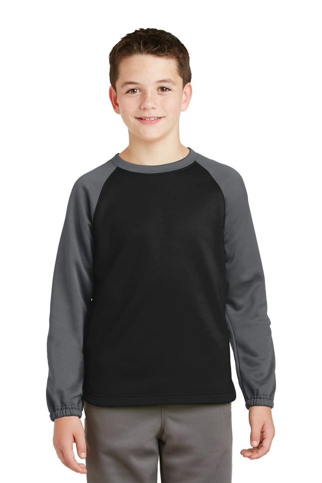DISCONTINUED  Sport-Tek ®  Youth Sport-Wick ®  Raglan Colorblock Fleece Crewneck. YST242