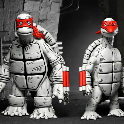 NECA Teenage Mutant Ninja Turtles Black & White First Turtles 2-Pack (Mirage Comics) Kids in Boots